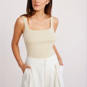 Jenni Kayne Square ribbed tank, cream, small